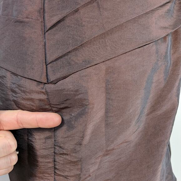 Prom Dress Maxi Gown M Brown Glam Strapless Mermaid Pleat Mother Tie Classic - Picture 10 of 10